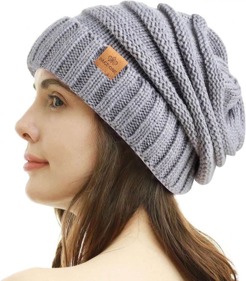 PAGE ONE Womens Winter Beanie Warm Cable Knit Hat Style Stretch Trendy Ribbed Chunky Cap - Image 5